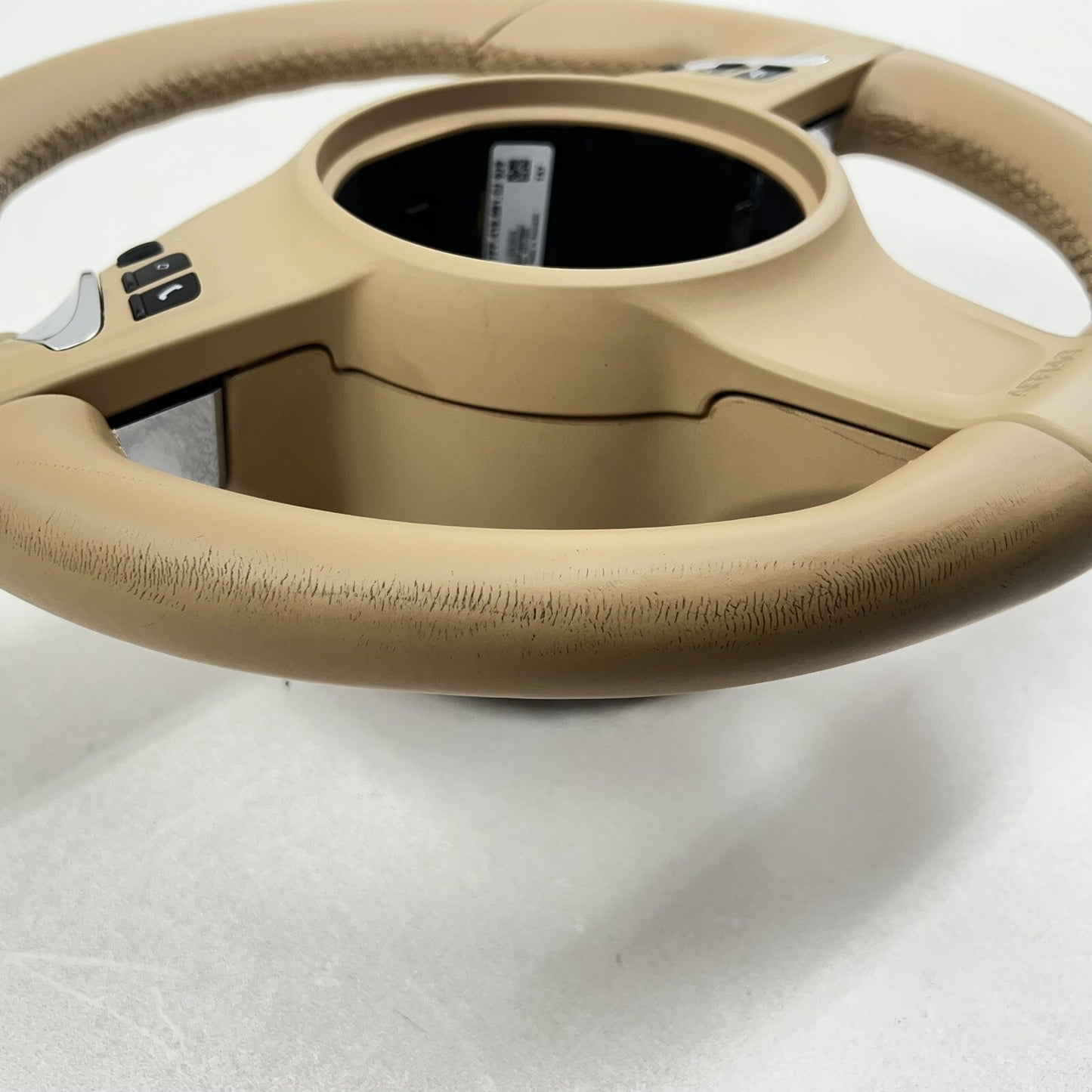 10-16 Porsche Panamera Driver Steering Wheel W/ Paddle Shifters Luxor Beige OEM