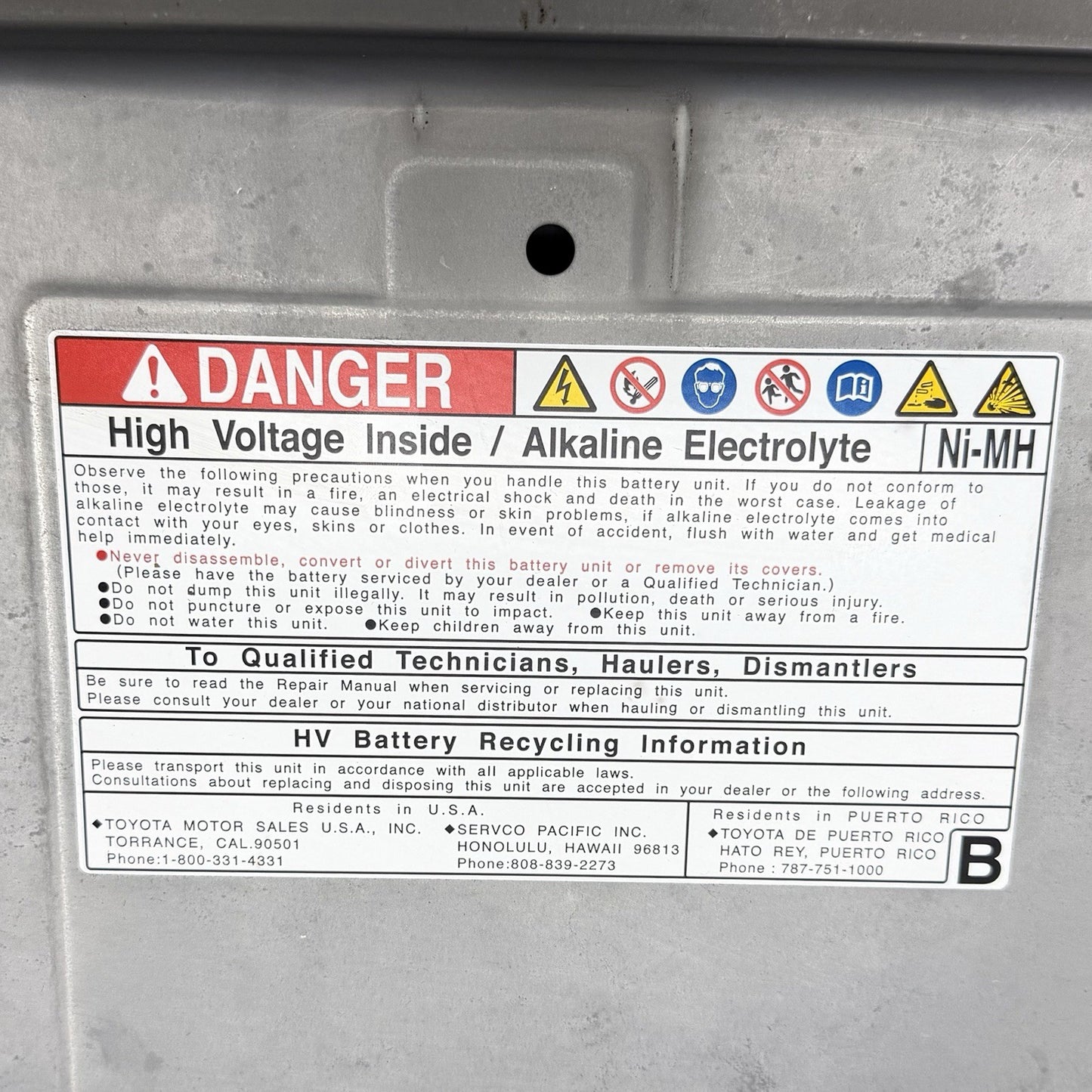 Toyota 10-15 Prius 12-17 Prius V CT200H 1.3 kWh Battery Pack G9280-76011 OEM