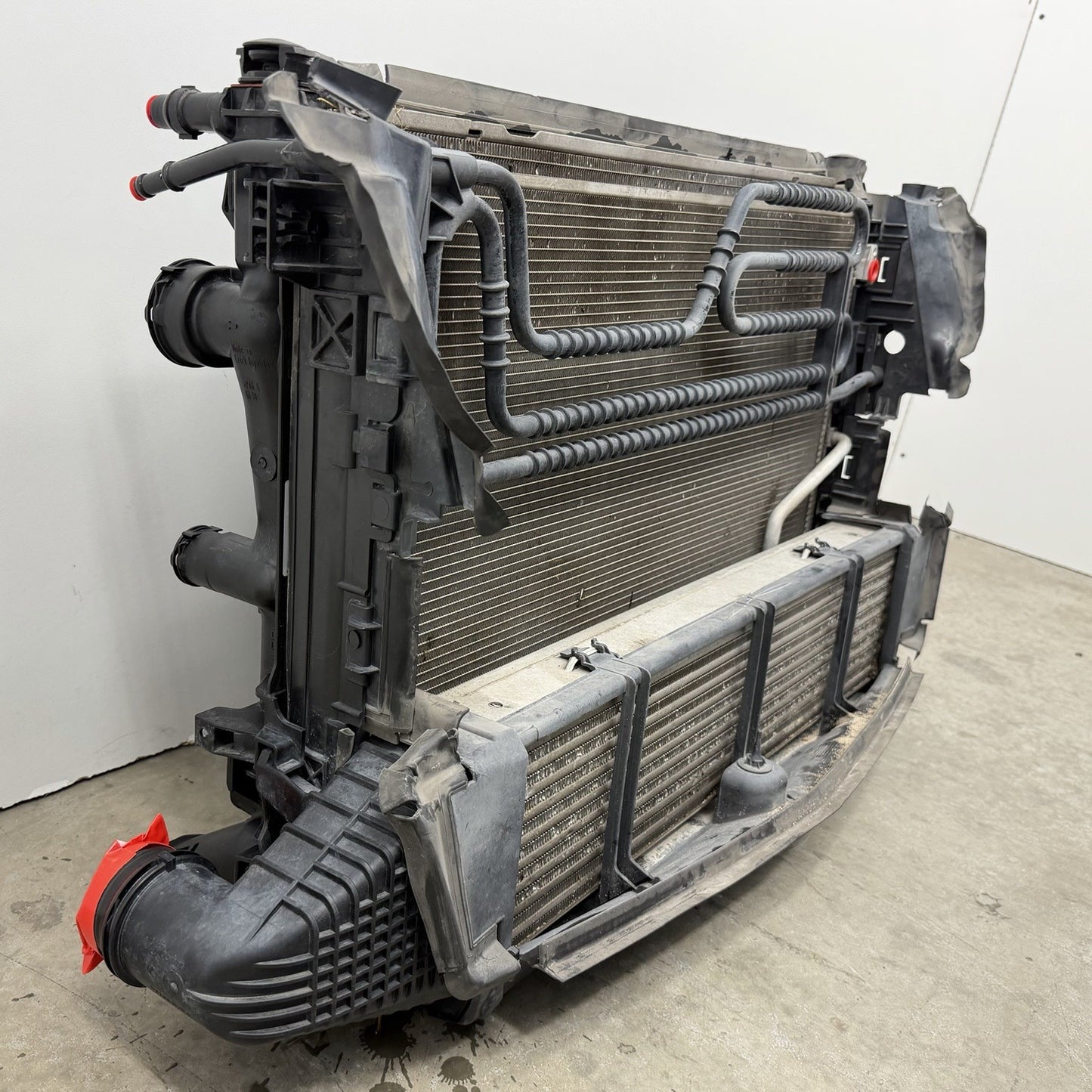 12-14 Mercedes W204 C250 Radiator Support W/ Rebar & Radiator Fan Assembly OEM