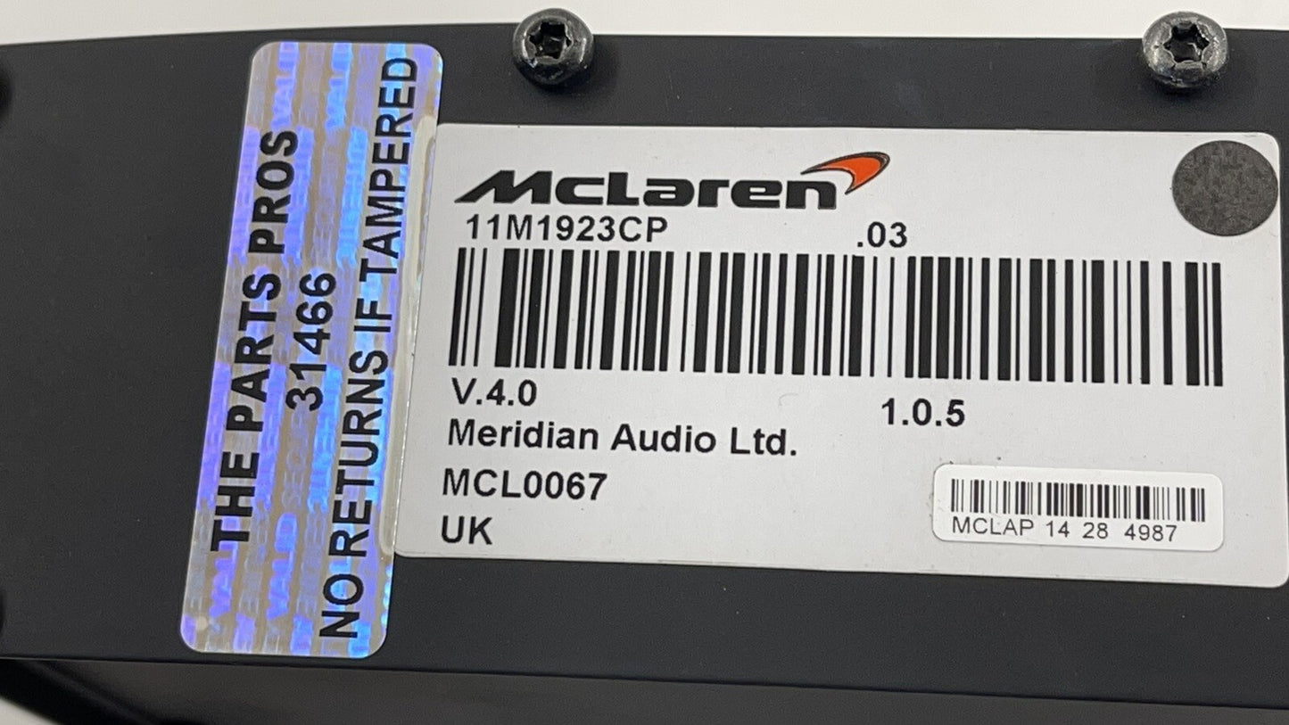 15-17 MCLAREN 650S MERIDIAN AMPLIFIER AUDIO SOUND CONTROL MODULE 11M1923CP OEM