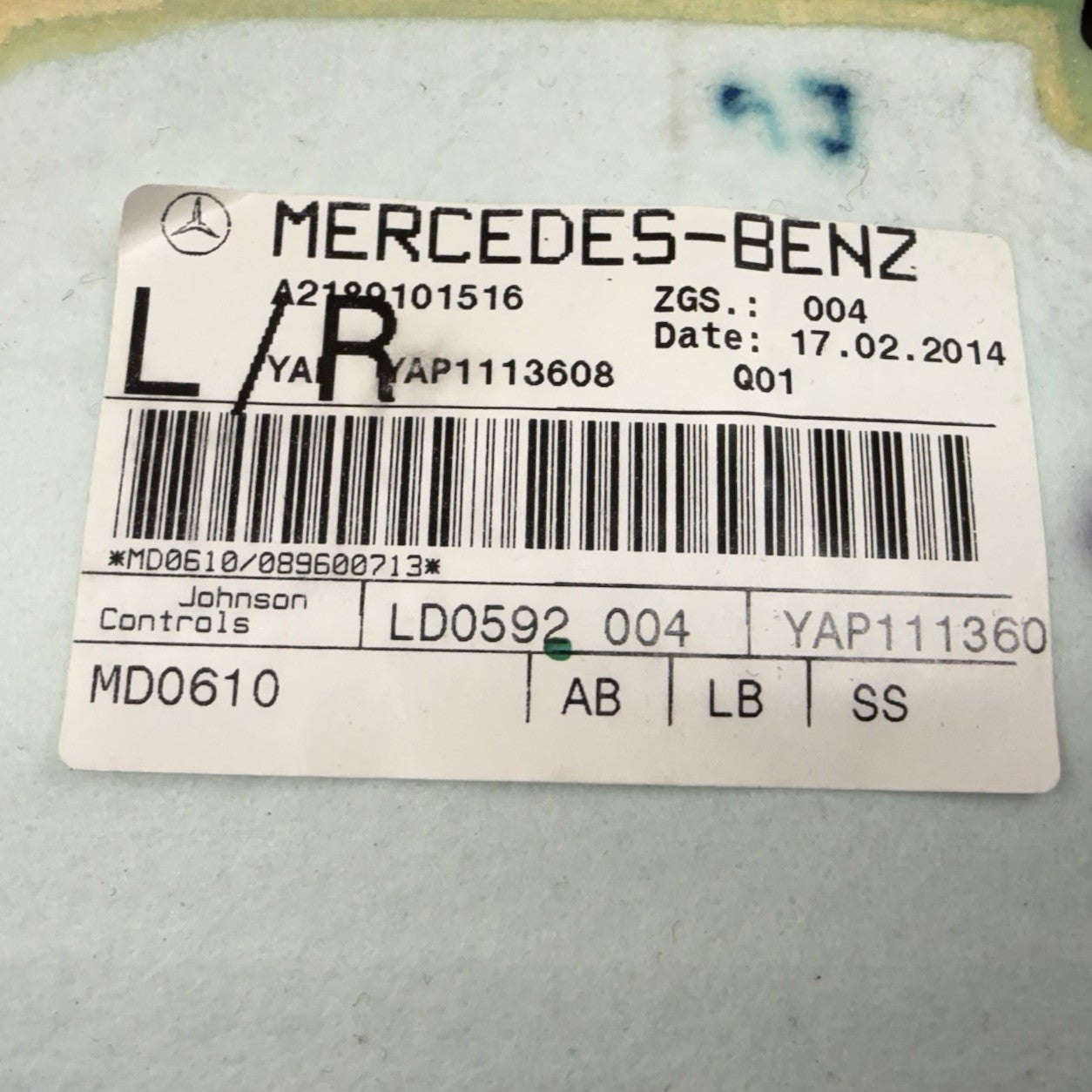 12-14 Mercedes W218 CLS550 Driver Left Front Upper Seat Cushion Leather Gray OEM
