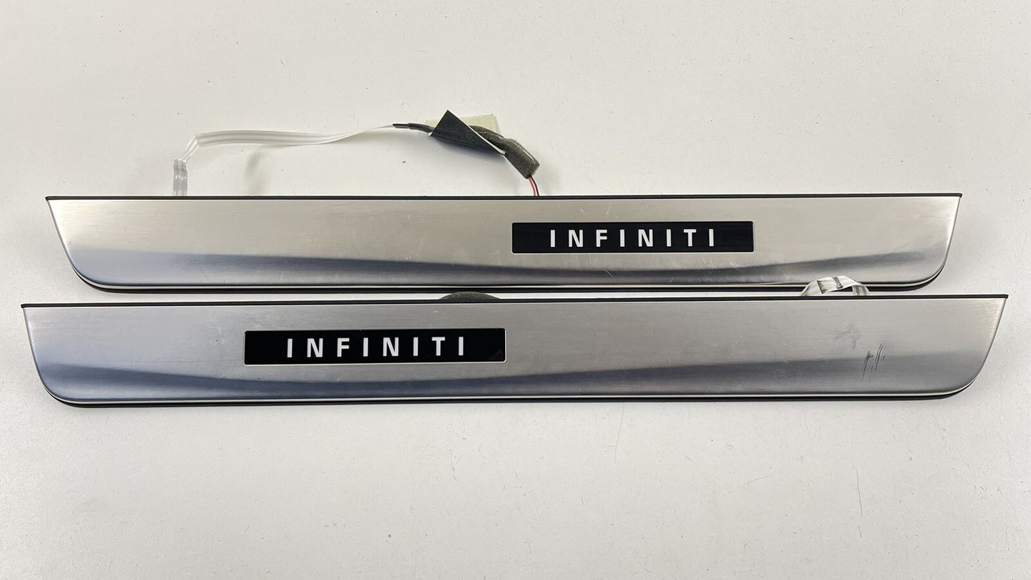 16-20 INFINITI Q50 LEFT RIGHT FRONT DOOR STEP SILL SCUFF PLATE COVER TRIM OEM