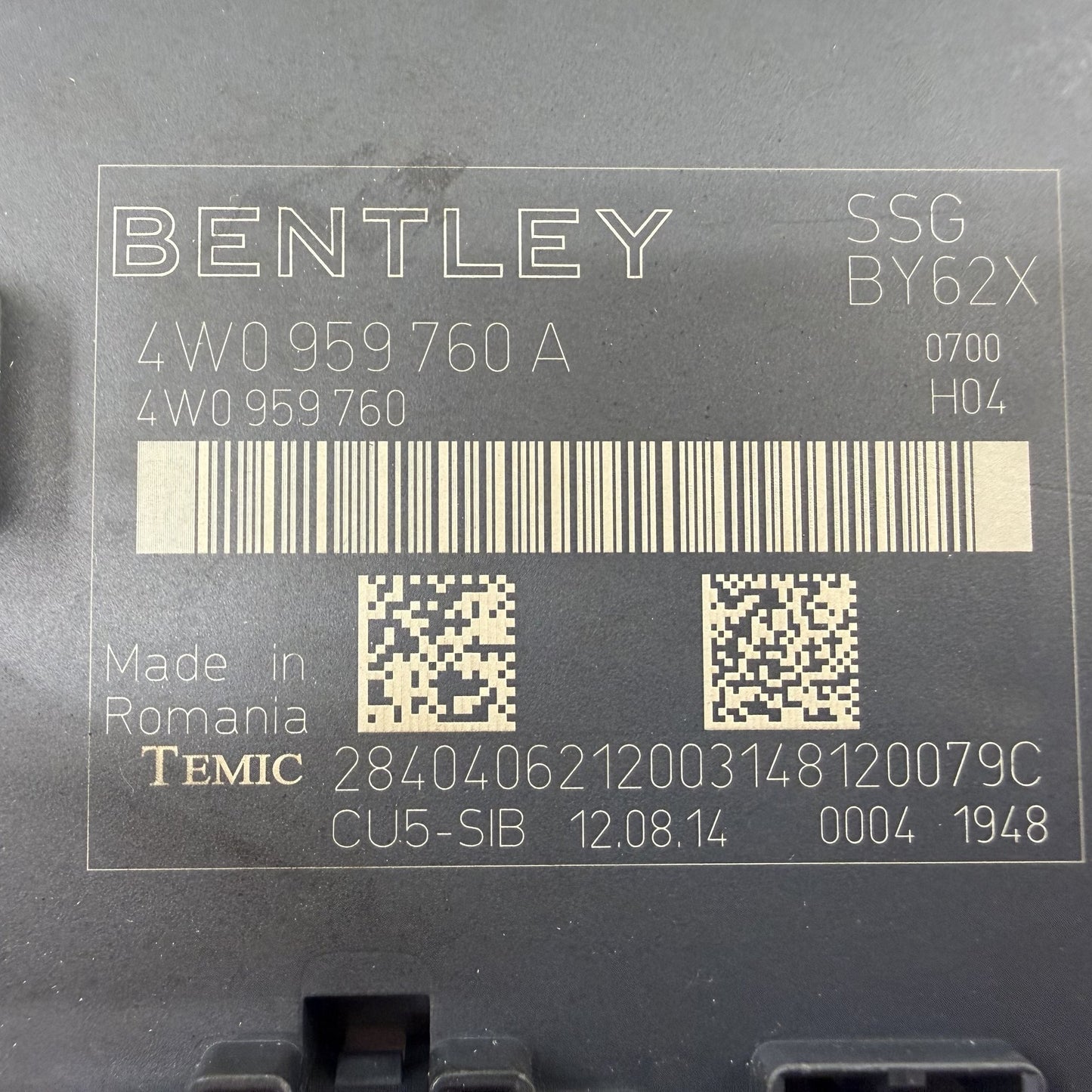 14-18 Bentley Flying Spur Seat Control Module Backrest Adjustment 4W0959760A OEM