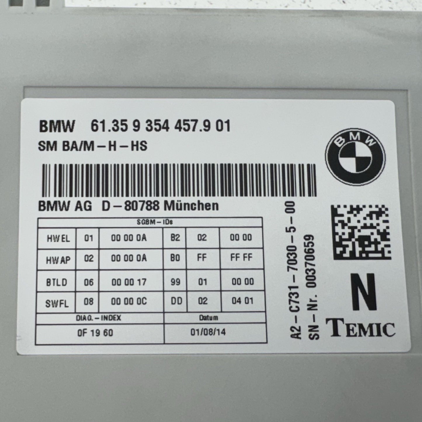 15-20 BMW F80 F82 M3 M4 Driver Left Front Sport Seat Control Module 9354457 OEM