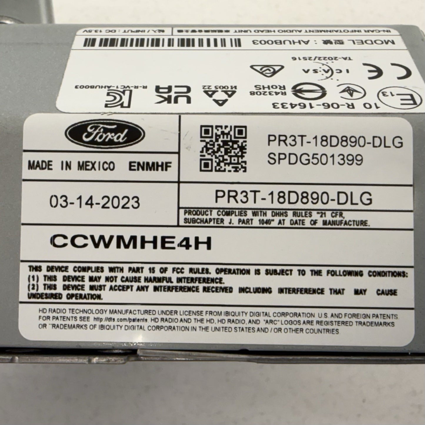 24-25 Ford Mustang Sync 4 AM FM HD Radio Audio Receiver PR3T-18D890-DLG OEM