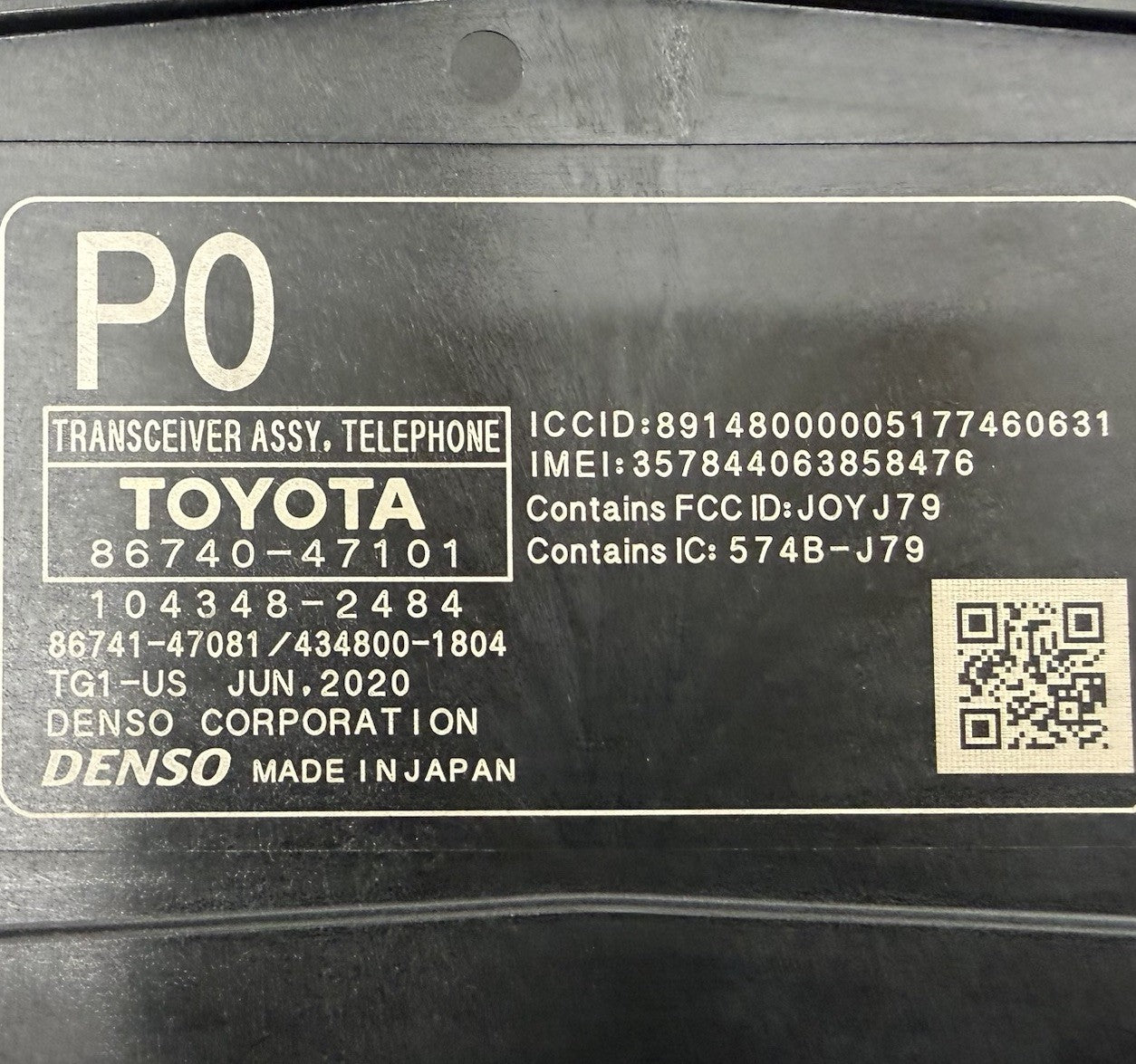 17-22 Toyota Prius / Prius Prime Telematics Transceiver Control Module OEM
