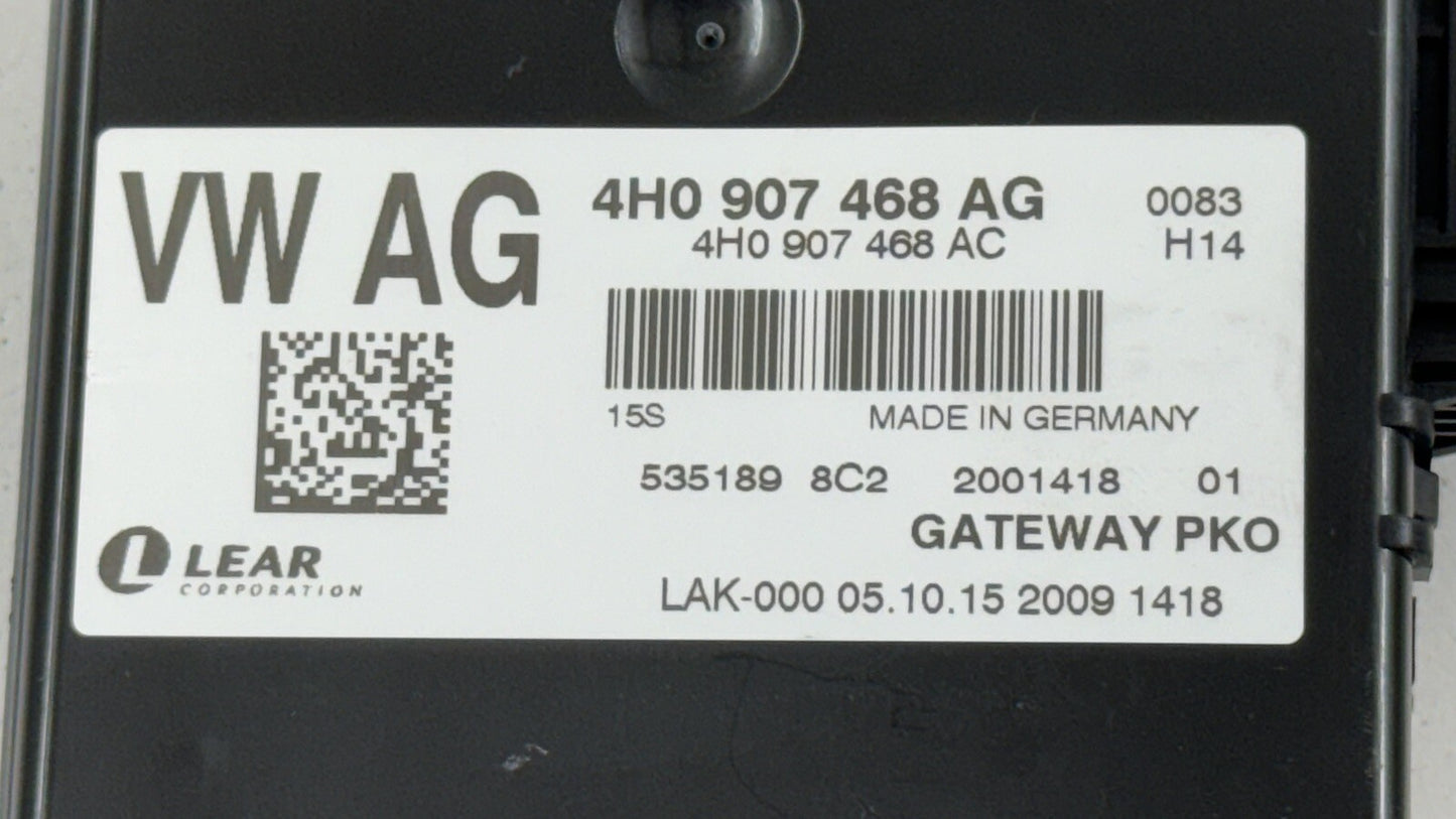 2016 AUDI A8 S8 DIAGNOSTIC DATA BUS INTERFACE GATEWAY MODULE 4H0907468AG OEM