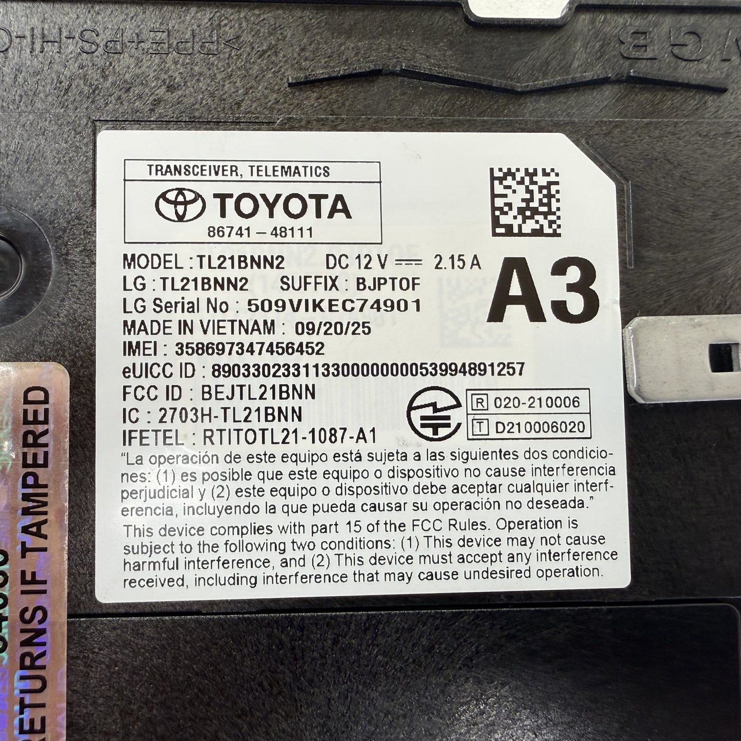 2023-2026 Toyota Prius Telematics Transceiver Control Module 86741-48111 OEM