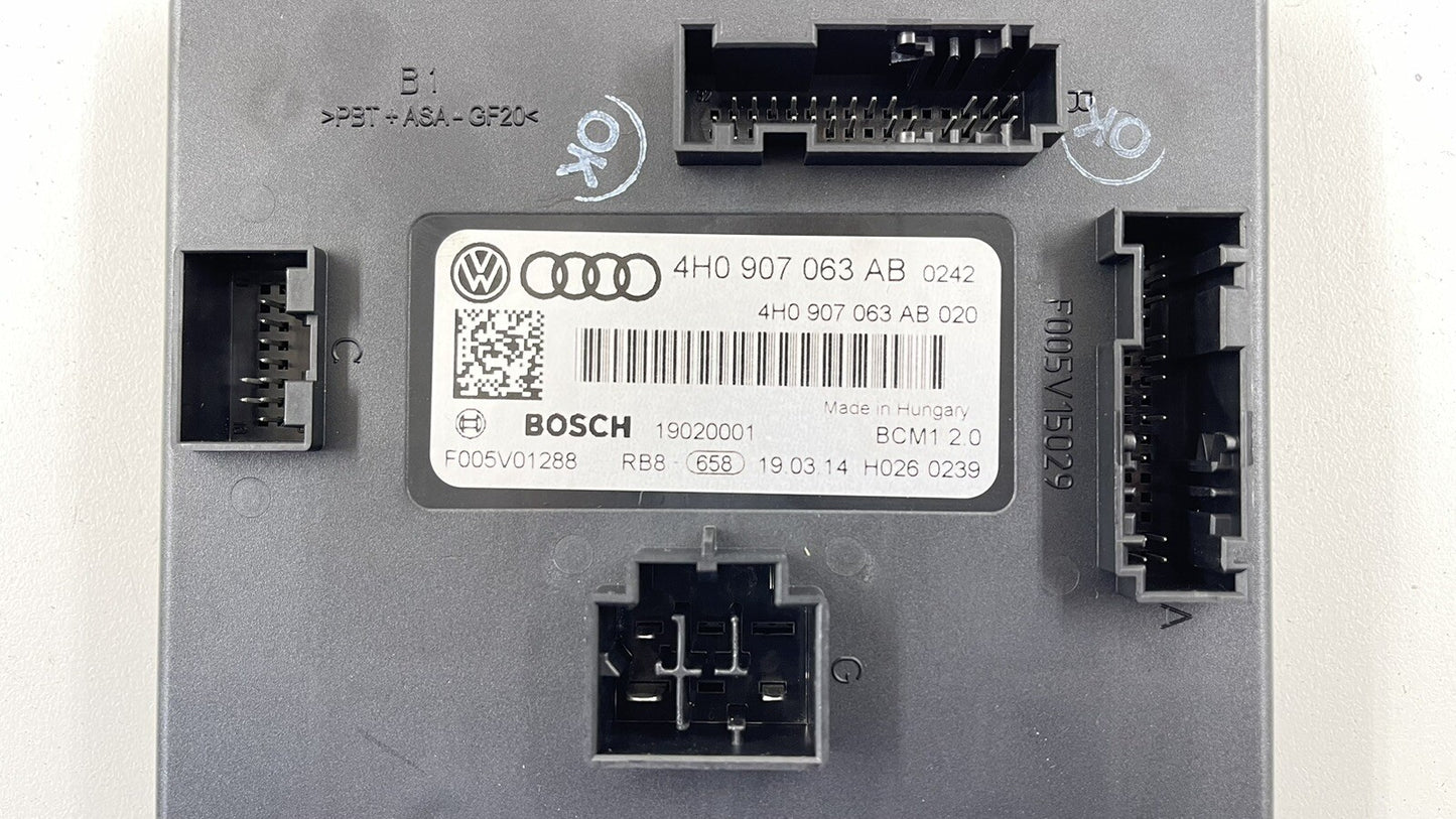 2015 AUDI A8 4.0L QUATTRO BODY CONTROL MODULE BCM 4H0 907 063 AB OEM