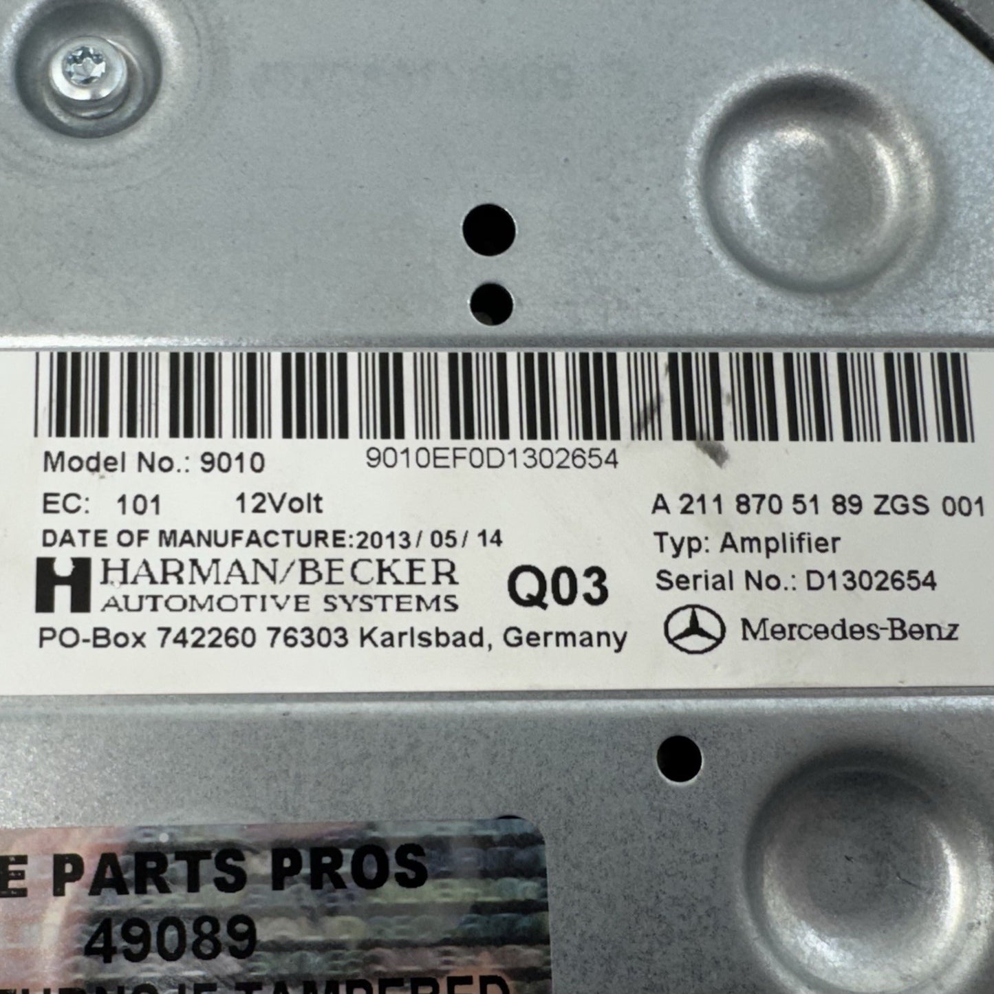 10-16 Mercedes W212 E350 Subwoofer Amp Amplifier Harman Becker 2118705189 OEM