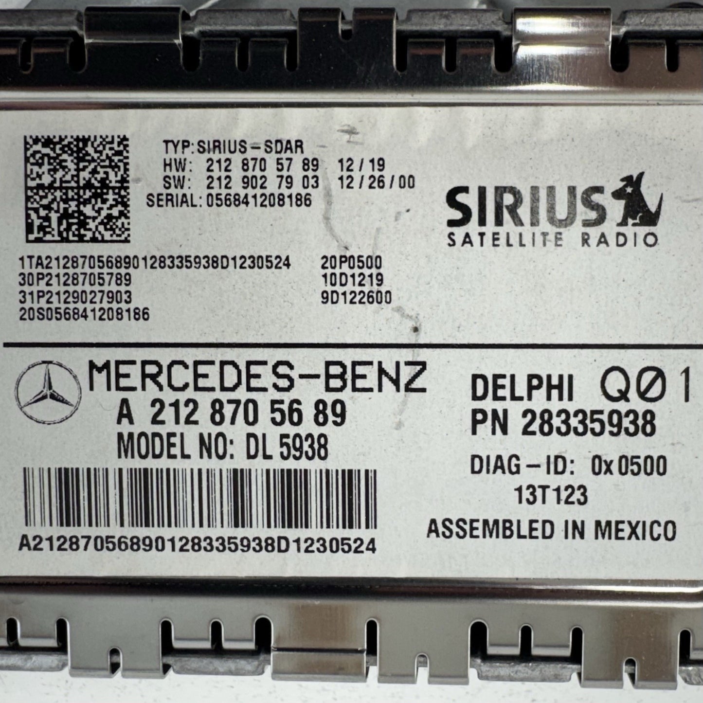 10-16 Mercedes W212 E350 Sirius Satellite Radio Receiver Module 2128705689 OEM