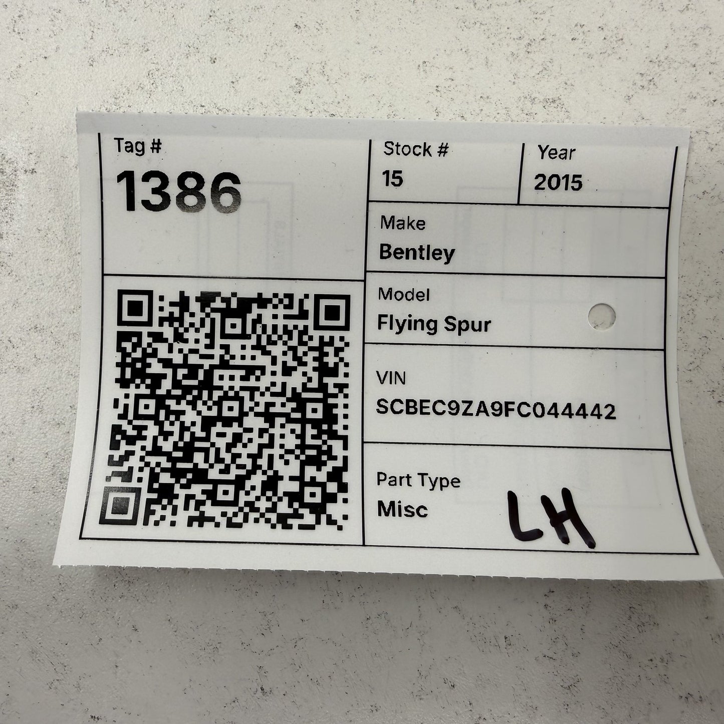 2014-2018 Bentley Flying Spur Driver Left Curtain Roof Airbag Air Bag OEM