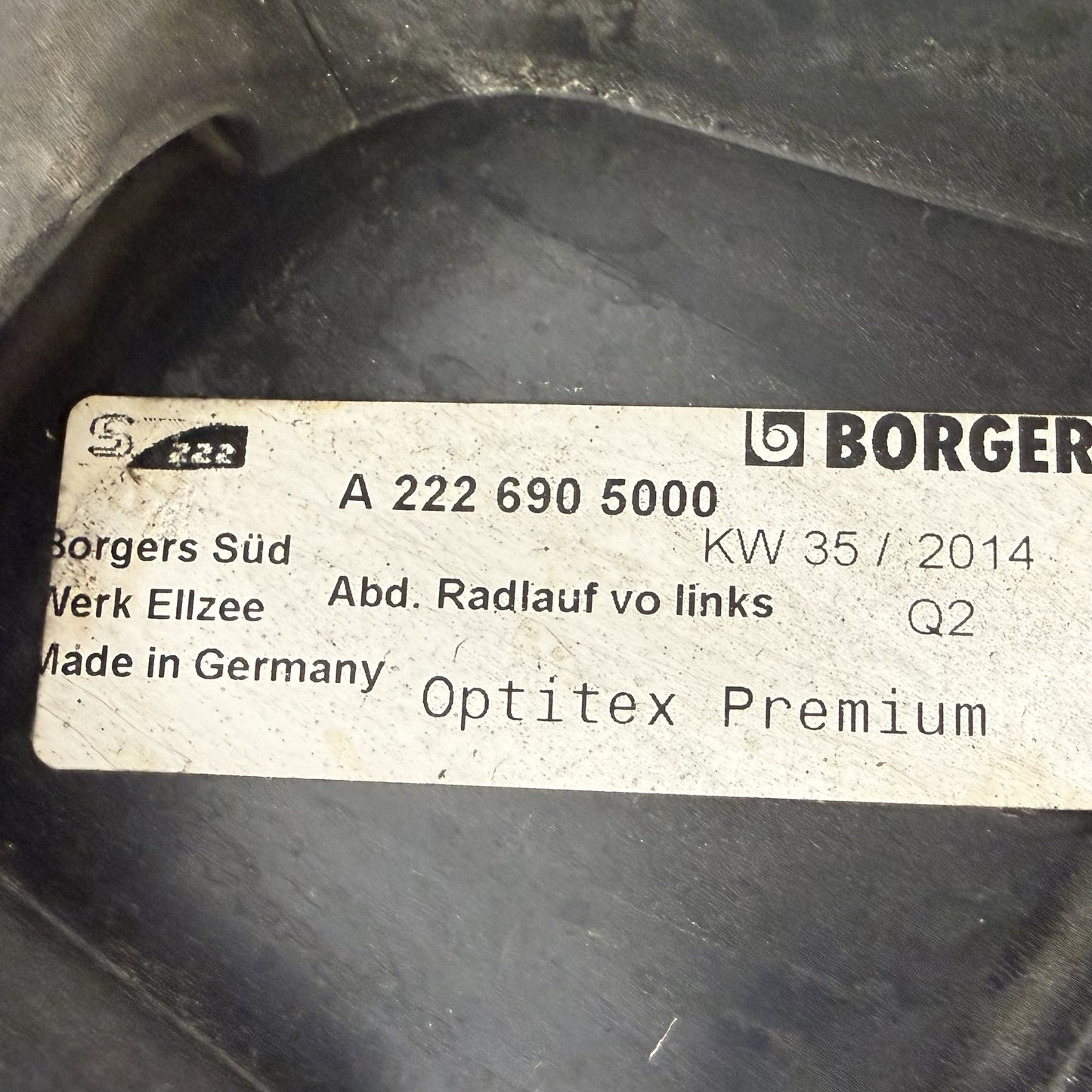 2014-2017 Mercedes S550 W222 Left Front Fender Liner Wheel Arch Splash Guard OEM