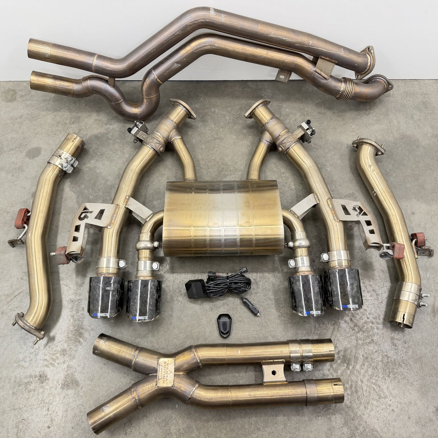 BMW M3 M4 G80 G82 Yonristic Vanta Edition Valved Catback Exhaust Carbon Tips