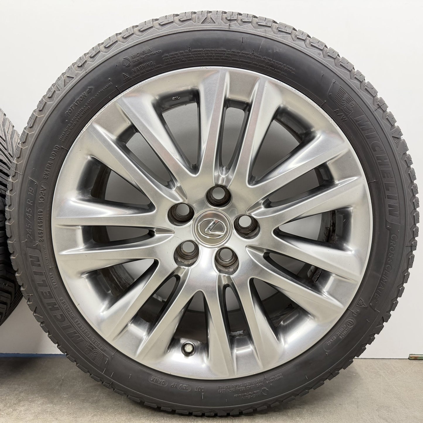 2013-2017 Lexus LS460 19" 19x8 Wheels Set Rims & Tires 7 Twin Spoke Factory OEM
