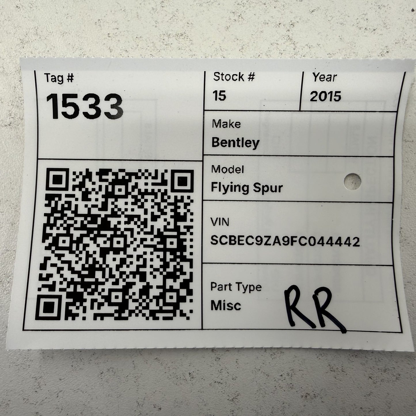 2014-2018 Bentley Flying Spur Passenger Right Rear Interior Door Handle OEM