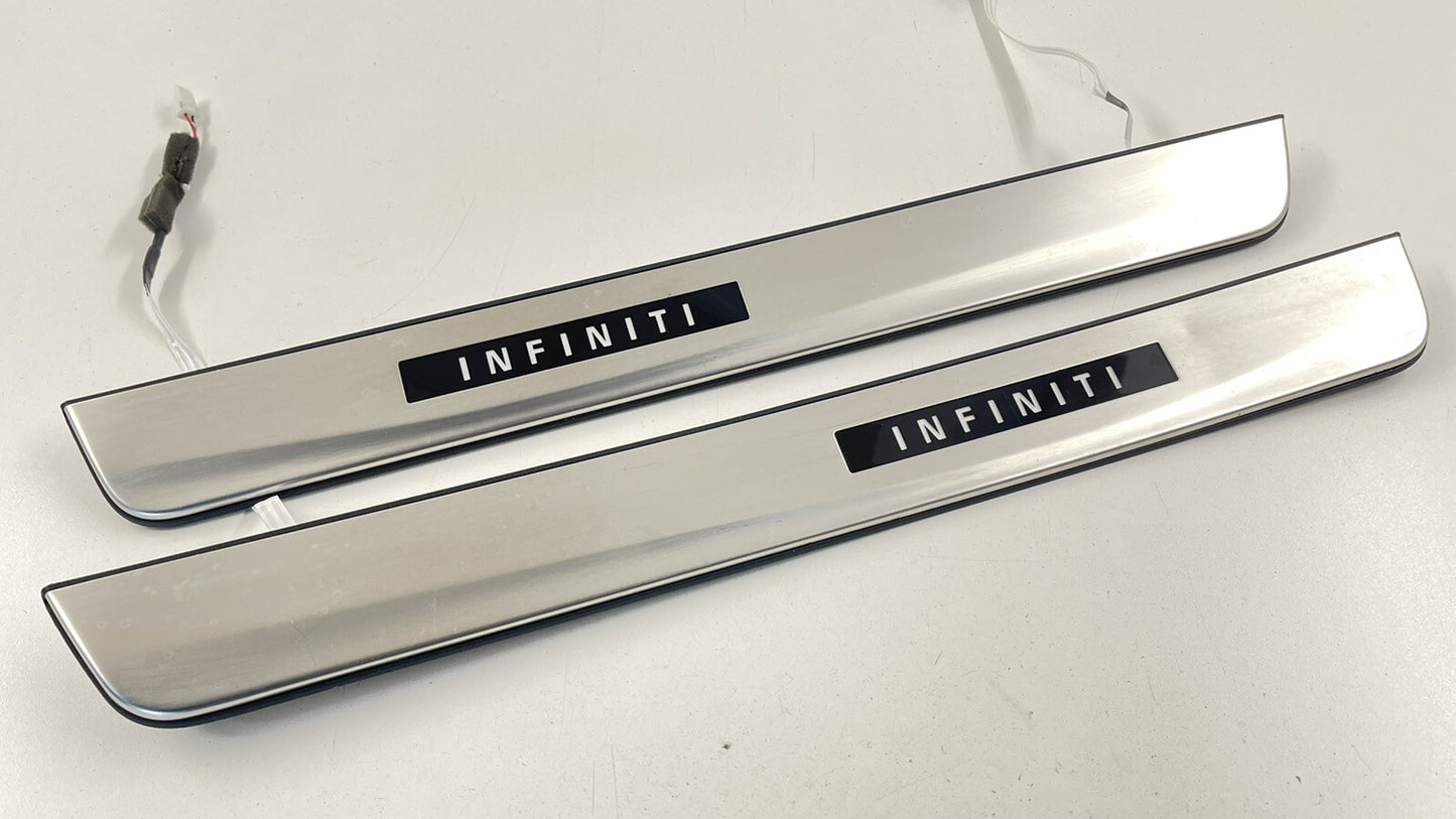 16-24 INFINITI Q50 LEFT RIGHT FRONT DOOR STEP SILL ILLUMINATED SCUFF PLATE OEM