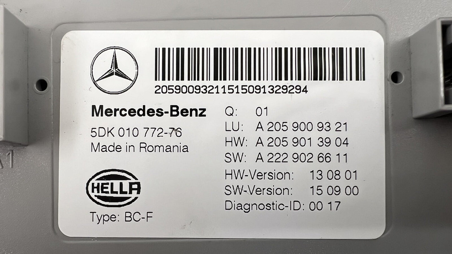 15-18 MERCEDES-BENZ C63S W205 SAM BCM SIGNAL CONTROL MODULE A 205 900 93 21 OEM