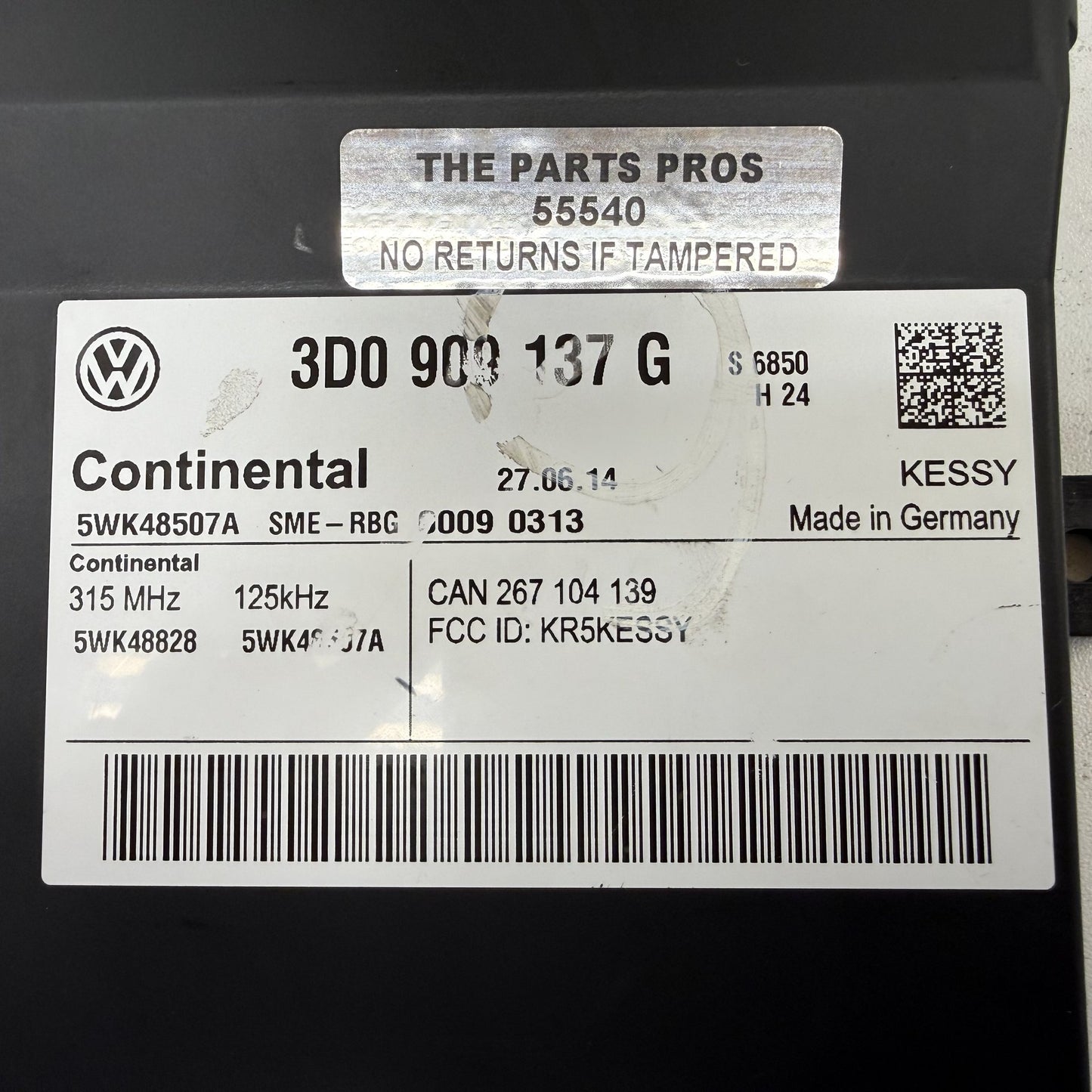2014-2018 Bentley Flying Spur Kessy Keyless Entry 315MHz Module 3D0909137G OEM