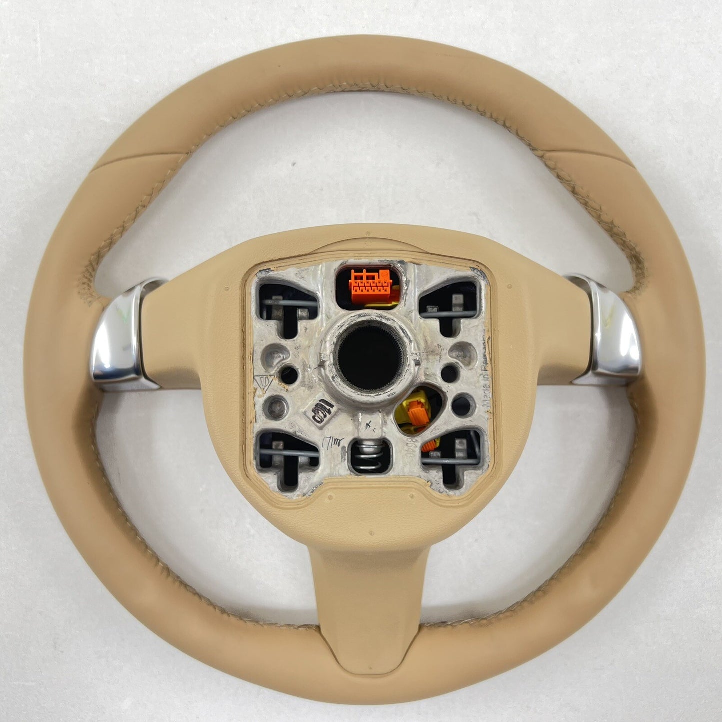 10-16 Porsche Panamera Driver Steering Wheel W/ Paddle Shifters Luxor Beige OEM