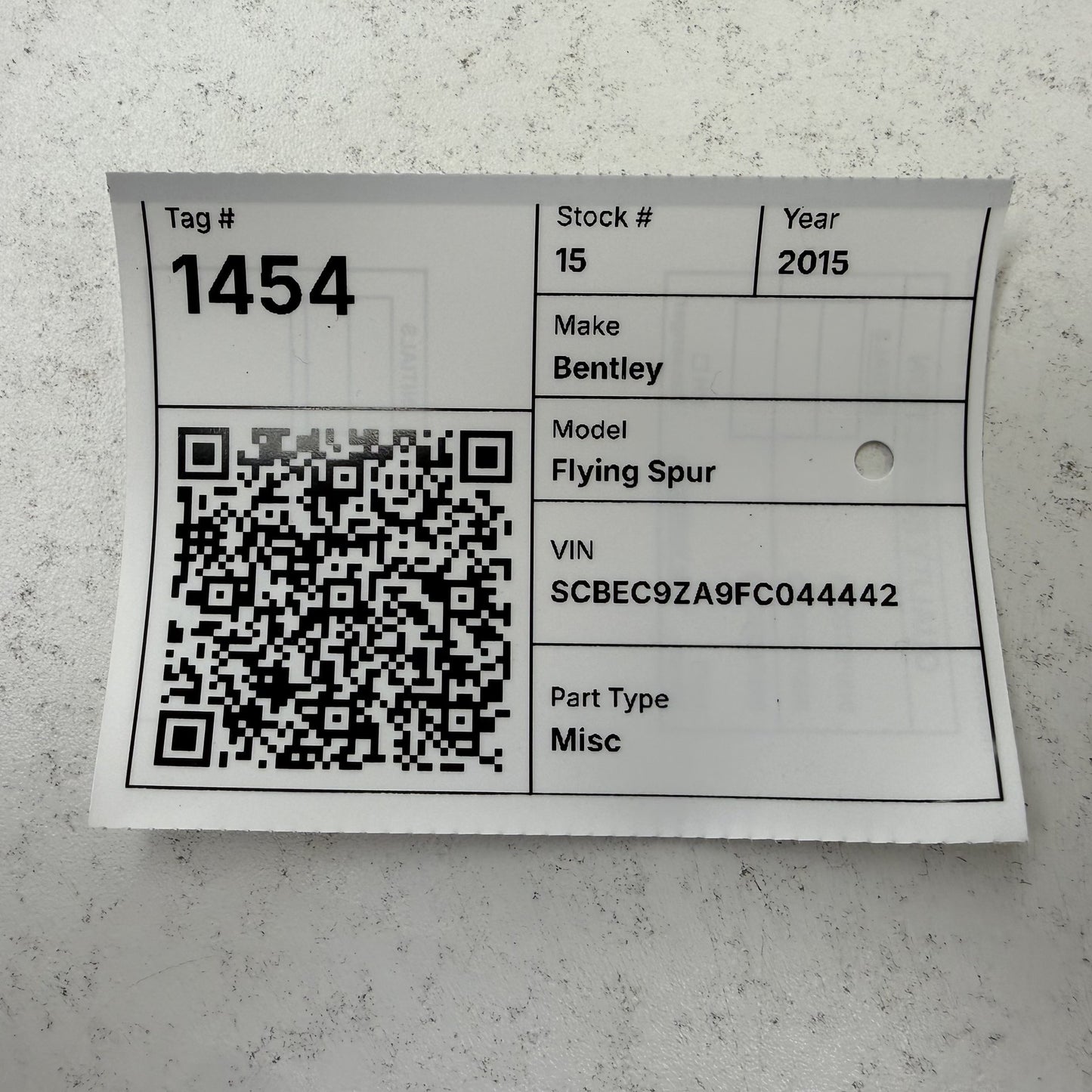 2014-2018 Bentley Flying Spur Gas Cap Fuel Filler Door Release Actuator OEM
