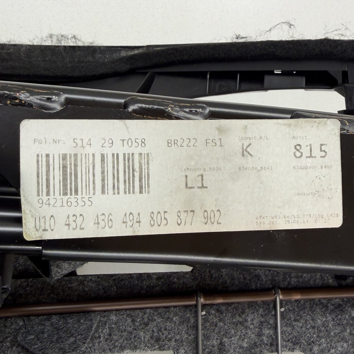 2014-2020 Mercedes-Benz S550 W222 Right Front Upper Seat Track Frame Rail OEM