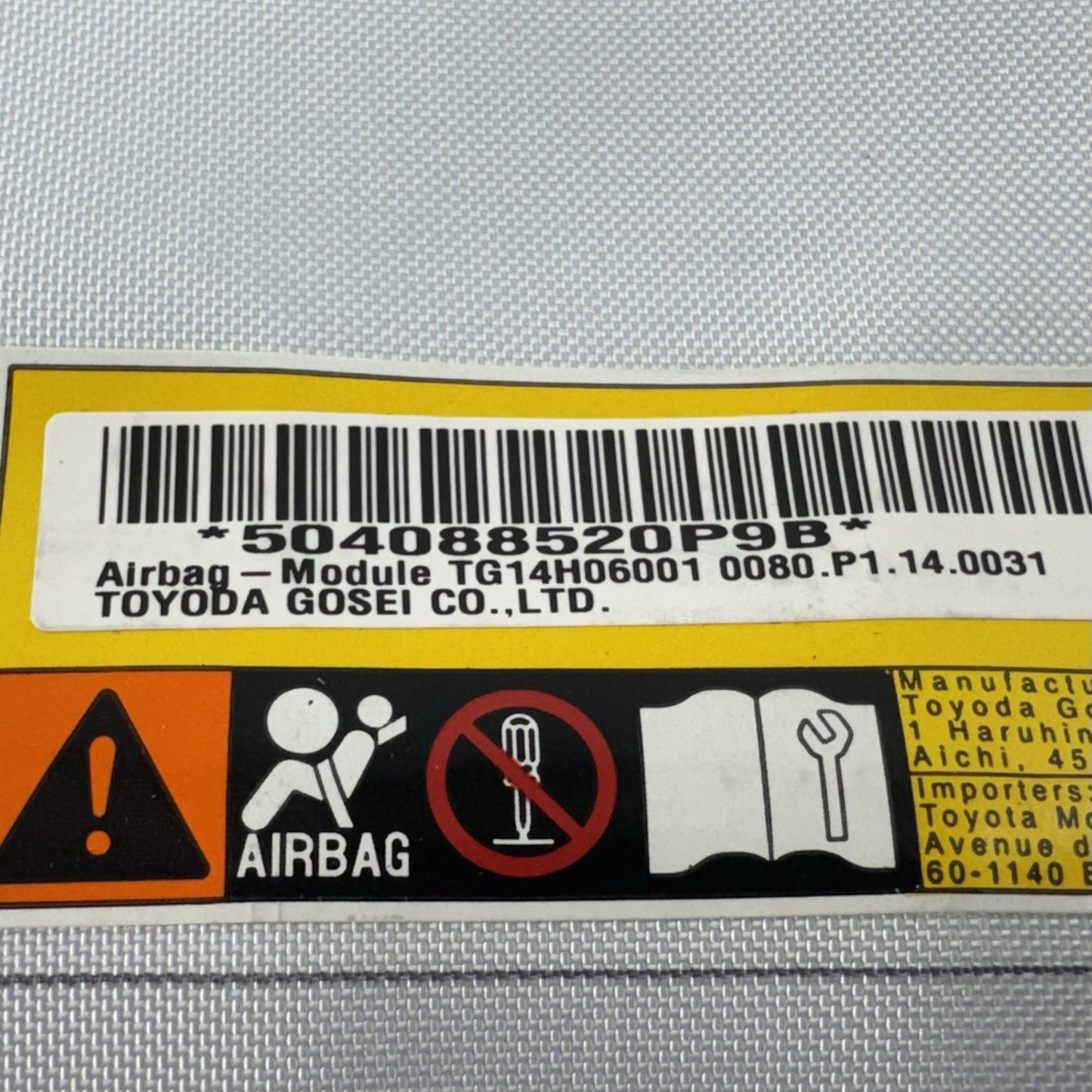 16-22 Toyota Prius / Prius Prime Right Front Lower Seat Airbag Air Bag OEM