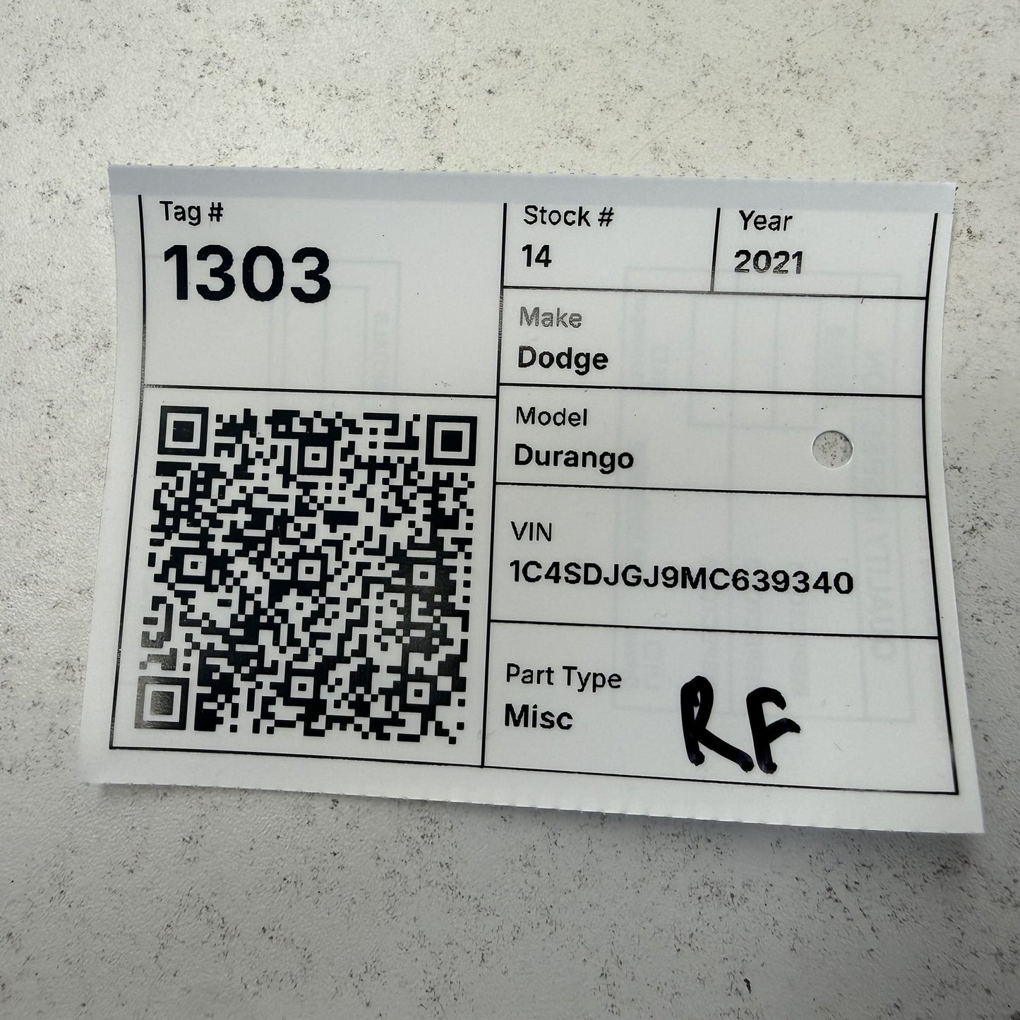 2015-2022 Dodge Durango Passenger Right Front Door Control Module 68316560AD OEM
