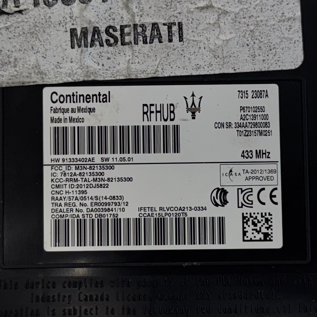 2018 Maserati Ghibli Engine Control Module ECU Body Module RF Hub W/ Key Set OEM