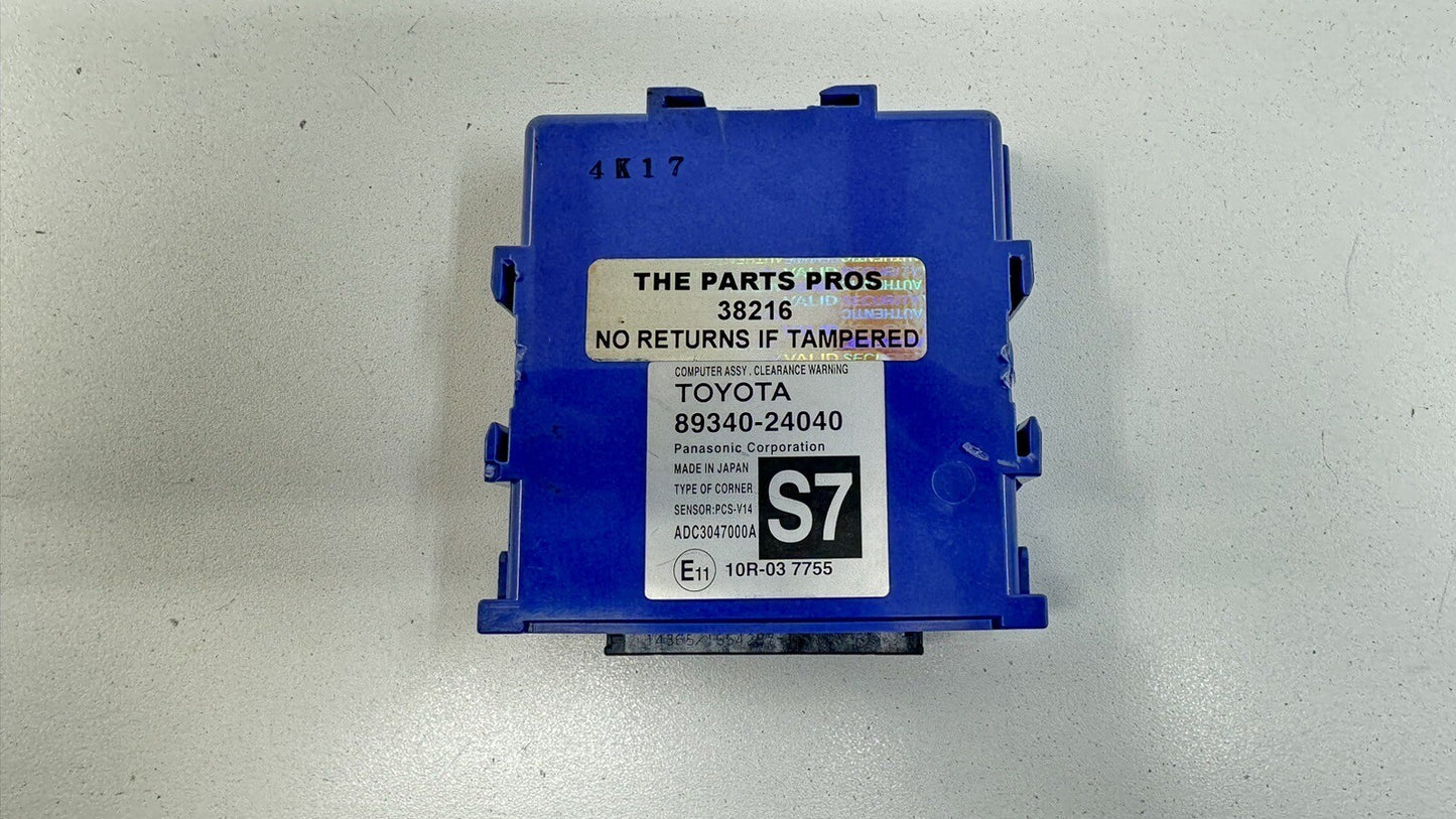 15-18 LEXUS RC F PARK ASSIST CONTROL MODULE CLEARANCE WARNING 89340-24040 OEM