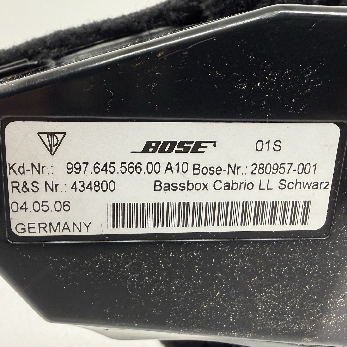 05-12 Porsche 911 997 Cabriolet Bose Subwoofer Sub Woofer Speaker Black OEM
