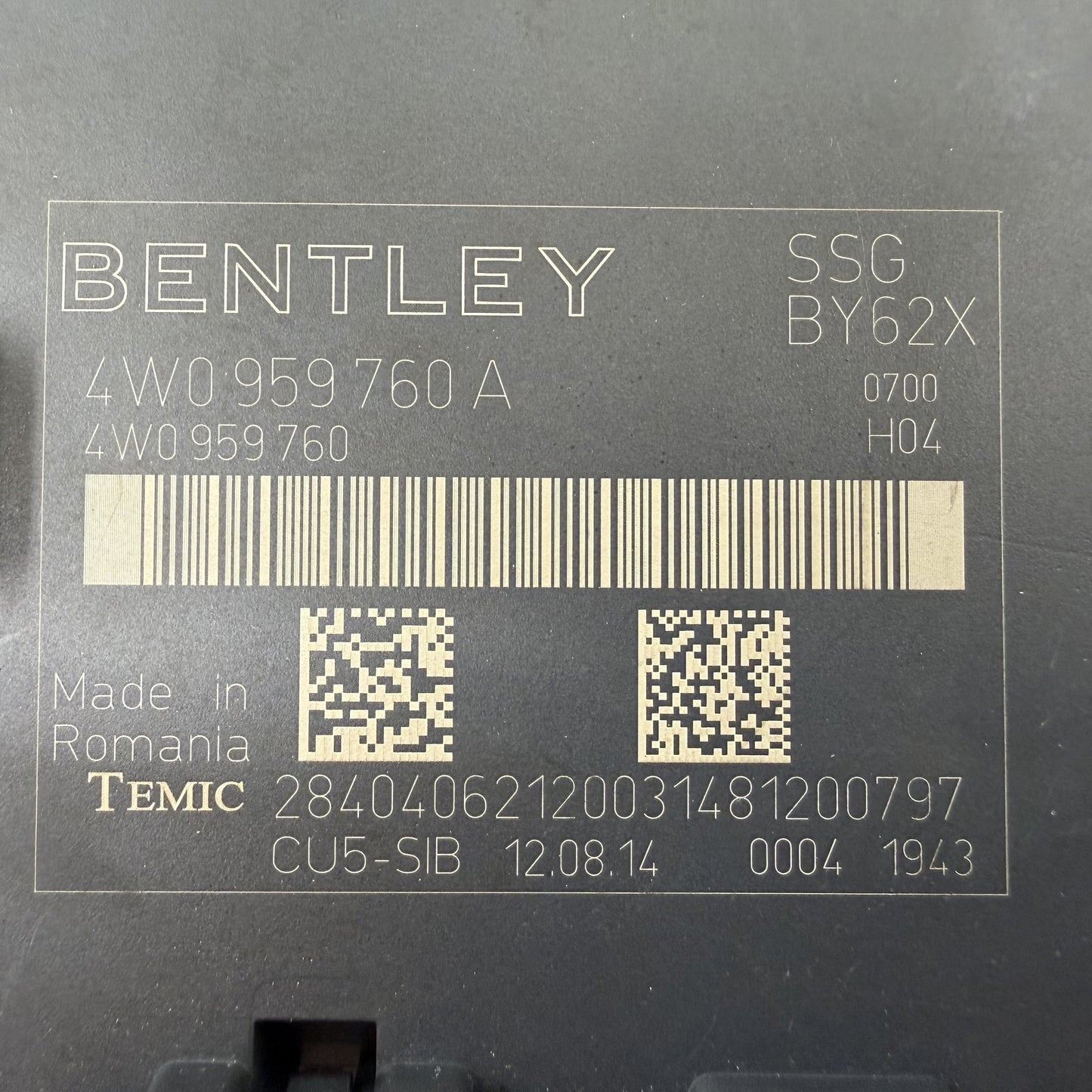 14-18 Bentley Flying Spur Seat Control Module Backrest Adjustment 4W0959760A OEM